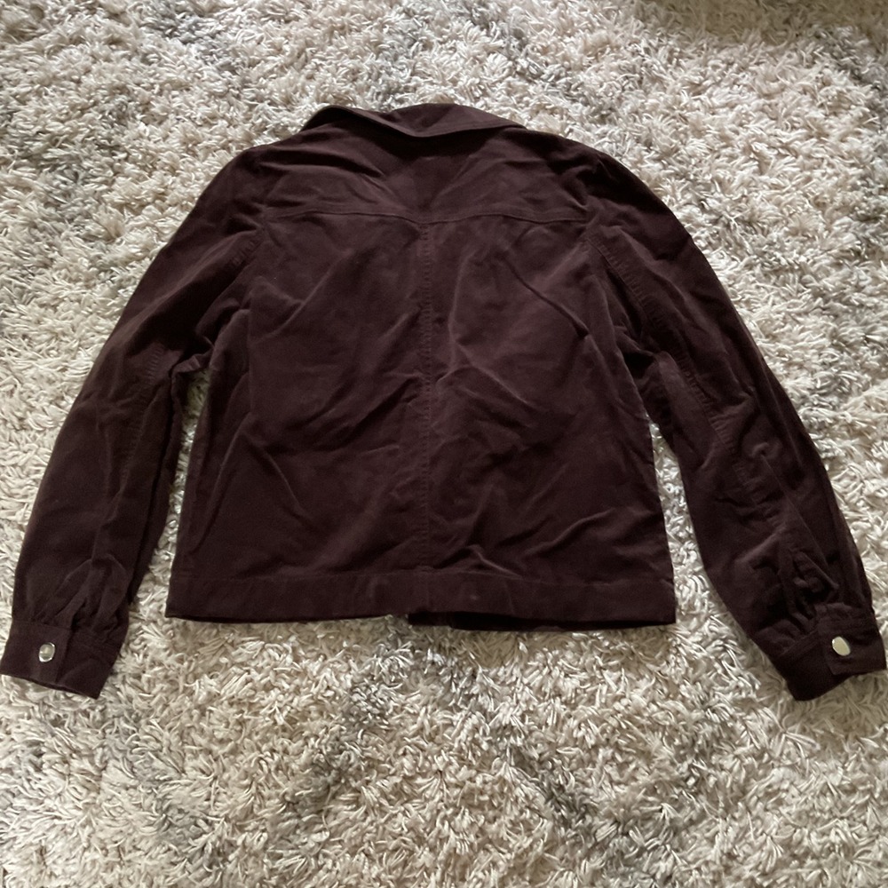 Loft Outlet Brown Corduroy Snap Front Jacket Womens Small Petite SP Utility - Picture 8 of 13